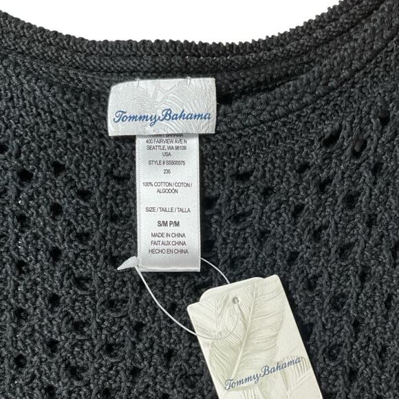 Tommy Bahama Beach Pancho NWT Black Swimsuit Cover Up 100% Cotton Small Tassel - Picture 12 of 12